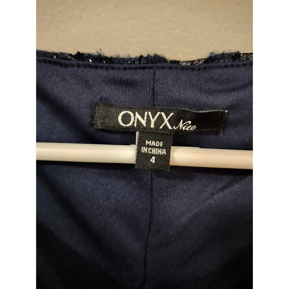 Onyx Nite Navy Lace Cocktail Dress Size 4 Sleeveless Formal Evening NWT - Picture 3 of 9